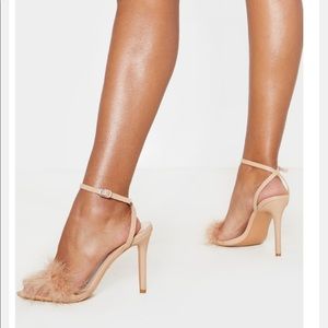 Brand new Pretty Little Things feather heels, size 8